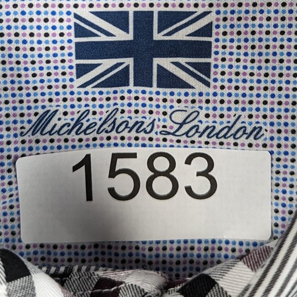 Michelsons London* Men's‎ Long Sleeve Button Down Curved Hem Striped Shirt~ XL - Picture 4 of 14